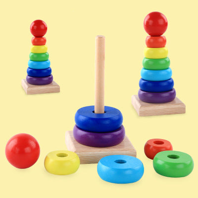 Colorful Wooden Stacking Tower for Early Skill Development